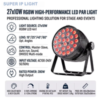 27 projecteurs LED de scène RGBW 10W, AC100-240V, 4/8 canaux DMX, activés par le son, type Par Can, IP20, boîtier en aluminium, pour discothèque et fêtes