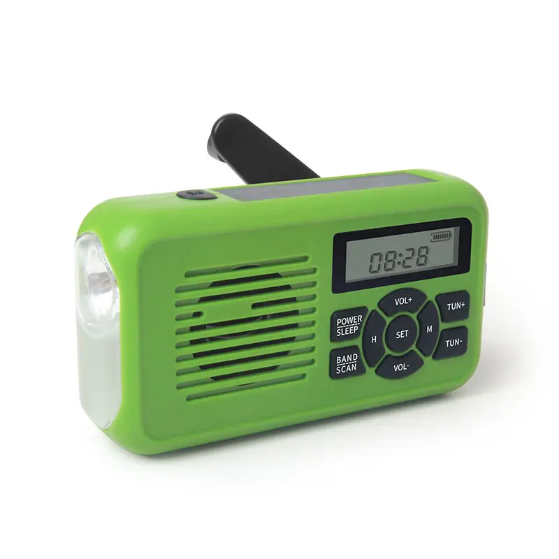 전화 충전기 및 LED 토치 FM 라디오와 OEM 휴대용 충전식 비상 태양 광 핸드 크랭크 2000mah WB NOAA 라디오