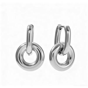 Pendientes colgantes de acero inoxidable Shescity, Pendientes colgantes elegantes de diseñador Colorblock a la moda, joyería para mujer - Product Image 5