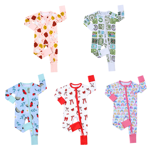 낮은 MOQ 95% 밤보 5% 스판덱스 어린이 의류 대나무 잠옷 어린이를위한 긴 소매 점프 슈트 아기 장난 꾸러기 옷 - Product Image 1