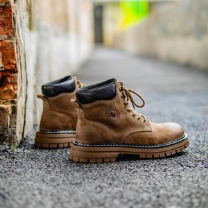 Bottes à lacets en cuir véritable pour hommes, respirantes, résistantes à l'usure, tendance mode - Product Image 6