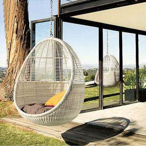 Meubles de jardin SUNWAY en métal et <span class=keywords><strong>rotin</strong></span>, chaise suspendue en forme d'œuf pour balcon extérieur, <span class=keywords><strong>panier</strong></span> nid en osier pour adulte avec support - Product Image 6