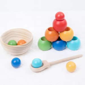 Montessori belle palle da allenamento motorio Set per <span class=keywords><strong>bambini</strong></span> educativo abbinamento gioco di colore tazze di legno giocattolo per <span class=keywords><strong>3</strong></span> <span class=keywords><strong>anni</strong></span> bambino - Product Image 3