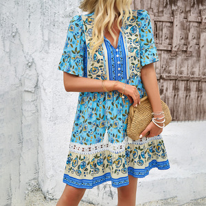 PRETTY STEPS robe de loisirs d'été lavable motif solide impression de vacances Silhouette ample respirant 2 pièces pour étranger - Product Image 1