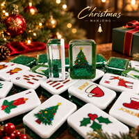 En stock : Ensemble de Mahjong américain de Noël avec 160 tuiles à paillettes liquides pour cadeau de fêtes et soirée, Vert