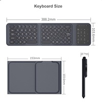 Keyboard Bluetooth lipat, dengan Touchpad dapat diisi ulang ukuran penuh Ultra ramping saku Keyboard lipat untuk Android Windows IOS