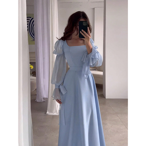 2026 Sweet Puff Sleeve Long <b>Dress</b> Square Collar Vestidos Largo Ramadan Abayas Dubai Arab Long Robe <b>Women</b> Eid <b>Muslim</b> Party <b>Dress</b> - Product Image 1