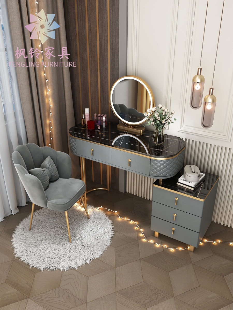 metal dressing table design Luxury Modern Bespoke Style Carving Dressing Table Gold