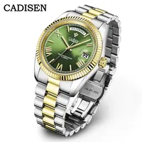 Montres automatiques mécaniques CADISEN C8185 pour homme, lumineuses, trois aiguilles, affichage de la date, acier inoxydable massif, fermoir papillon