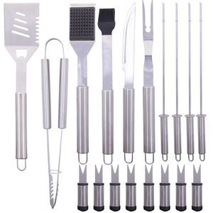 Homeyee afskewers paslanmaz çelik 6-Piece şiş ve maşa ile barbekü araç seti isıya dayanıklı kolayca temizlenmiş açık barbekü aksesuarları - Product Image 2