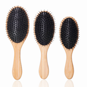 Cepillo de pelo con cojín de aire y cerdas naturales de jabalí, de madera de haya, con logotipo personalizado de fábrica, masajeador capilar - Product Image 4