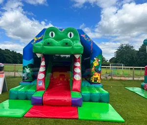 Kunden spezifische Outdoor-Kinder unterhaltung Bouncing Bouncer Jumping Castle Juex Gonflables aufblasbare Frosch Combo Rutsche