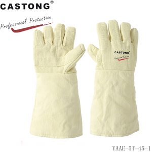 Dayanıklı 1000 derece. C anti-haşlanma takviyeli sarı para-aramid dimi yangın geciktirici yüksek sıcaklığa dayanıklı eldivenler - Product Image 3