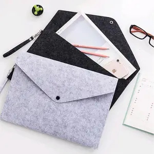 Custom A4 Felt Document Bag Business Briefcase File Folder Pouches A4 Promotion file holder With Leather handle