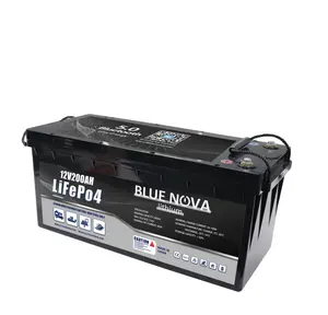 现成的欧盟美国12v 200ah蓝牙lifepo4电池组，内置bms，用于房车/船用/高尔夫球车/野营