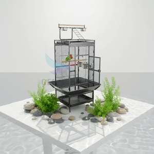 Grande Gabbia per Uccelli di Lusso Ecologica e Resistente con Struttura in Metallo per Pappagalli e Storni, con Attrezzatura di Intrattenimento Superiore, Modello Domestico - Product Image 4
