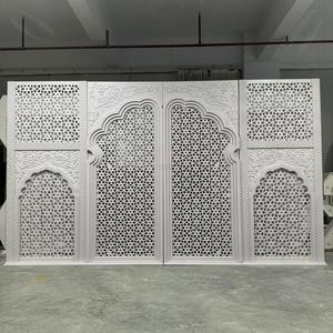 FSDKX Fondo de lujo Fondo de escenario de boda 3D PVC Blanco Hollow Out Arco Telón de fondo - Product Image 2