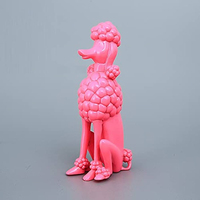 Sculpture animale de décoration personnalisée de haute qualité en résine de fibre de verre rose grandeur nature caniche Pudel Statue à vendre