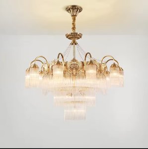 Zeal Lighting Vintage Brass Antique Luces colgantes K9 Crystal Luxury Copper chandelier Gold - Product Image 3