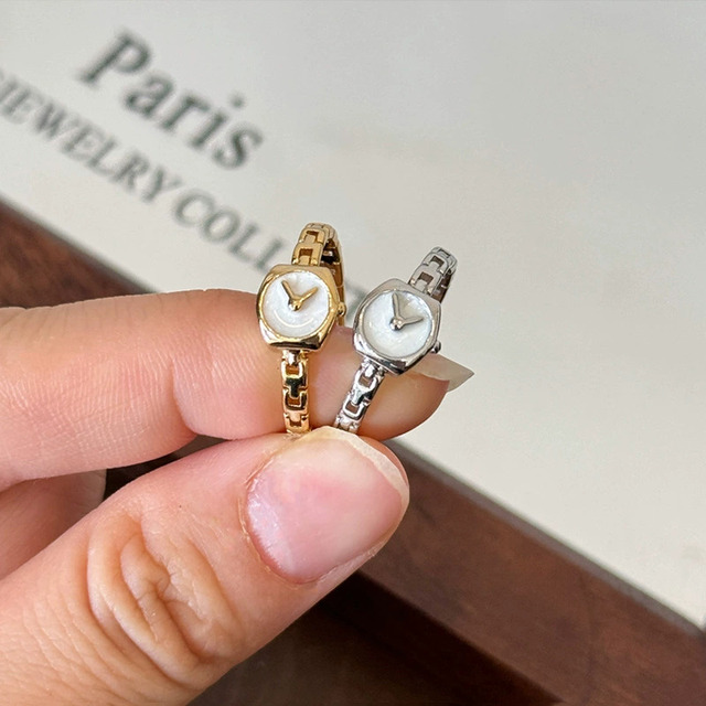 2026 New Watch Design Ring Gold/Silver Color Open Ring Gothic Girls Fashion Jewelry for Women Party Luxury Accessories