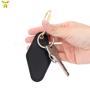 Cross-border spot <b>leather</b> diamond keychains, <b>keychain</b> pendants with hot stamping and laser logo, brass key pendants - Product Image 3