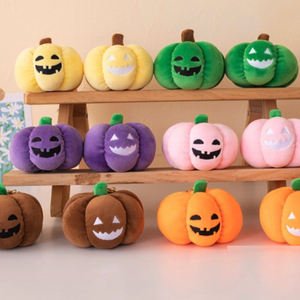 Porte-clés en peluche <span class=keywords><strong>Jack</strong></span> O'Lantern multicolore de 4 pouces, mignon et moelleux, idéal pour les enfants, prix de carnaval, vente en gros - Product Image 1