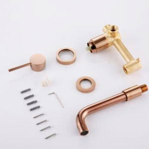 Heiße Verkäufe Wand Montiert becken wasserhahn Messing Rose Gold 2 löcher Waschbecken wasserhahn - Product Image 5