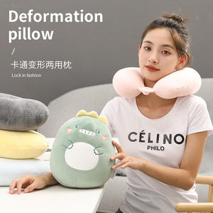 Oreiller en forme de dinosaure mignon 28x28x14cm, soutien doux pour le cou, oreiller de voyage, design multifonctionnel transformable - Product Image 3