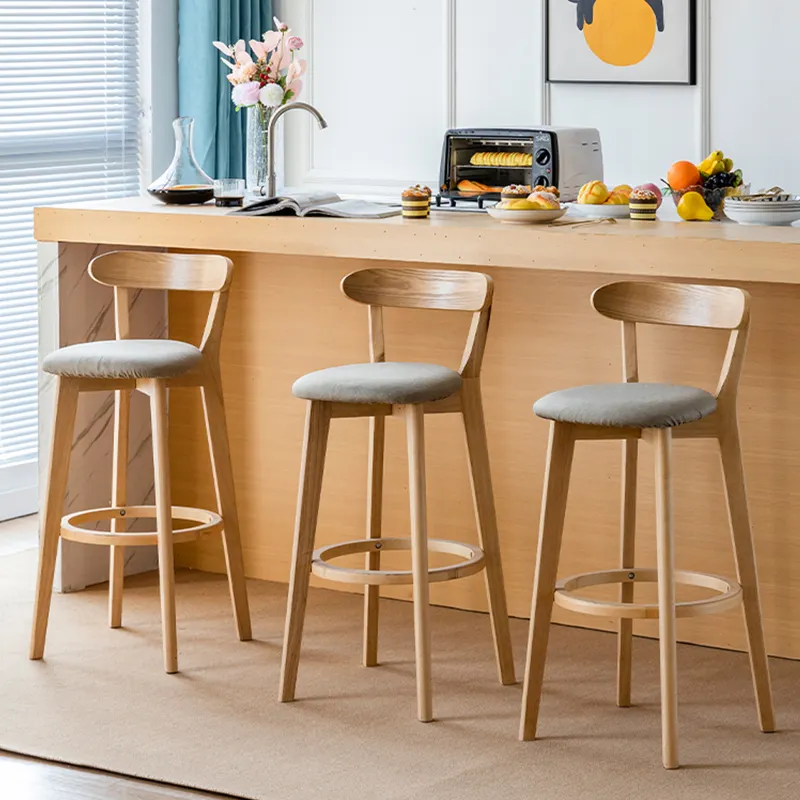 Tabouret de comptoir de bar bon marché Offre Spéciale tabouret moderne en bois massif en frêne pour chaises de cuisine rondes en cuir meubles de bar