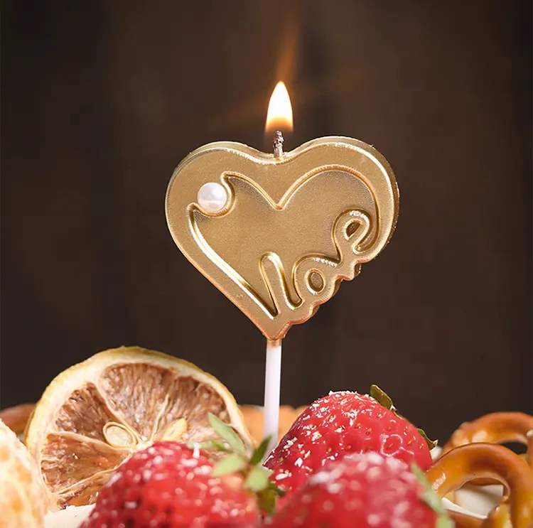 생일 케이크 촛불 크리 에이 티브 하트 모양의 심장 사랑 편지 모양 웨딩 제안 파티 기념 매일 촛불