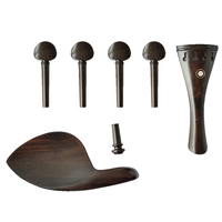 SurpassMusic Violin Parts 4/4 Size Ebony Violin Accessory Set Pegs Endpin Chinrest Handmade Good Quality