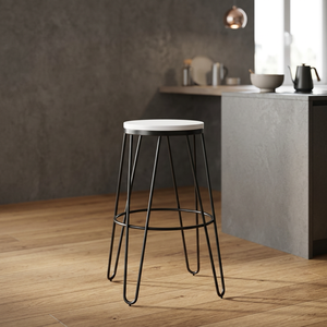 Modern Industrial Eco-Friendly Bar <b>Stool</b> <b>Wooden</b> Metal Frame Counter Height-Home Kitchen Island Hotel Mall Dining - Product Image 3
