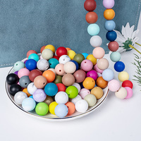 Accessoires faits à la main, perles en caoutchouc rondes de 15 mm en vrac pour la fabrication de bijoux DIY, bracelets, colliers, stylos, perles en silicone pour la fabrication de porte-clés