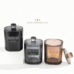 Pot en verre transparent simple pour bougie d'aromathérapie, décoration d'intérieur, tube droit avec couvercle et pot de stockage hermétique - Product Image 3