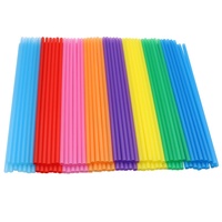 Pailles en plastique PP jetables colorées personnalisées avec logo imprimé, à embout plat et tube droit pour boissons, vente en gros