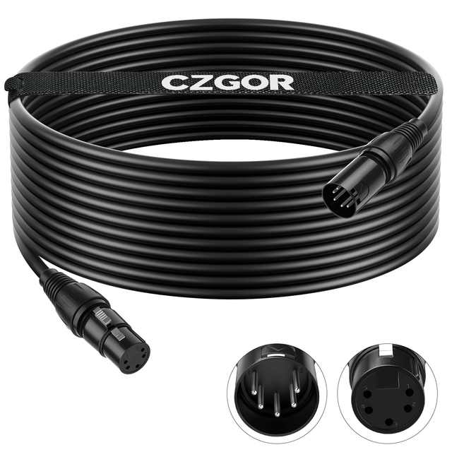 5Pin XLR DMX Signal Cable 5*0.3mm*7.6M Pure Copper Stage Lighting Cord 1PC CN