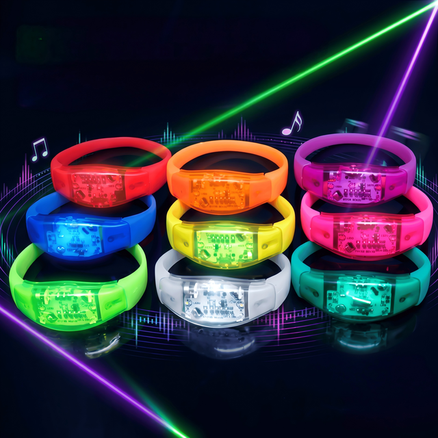 Voice-activated LED Silicone Glow Bracelet, Flashing Wristband for Concert Cheering & Atmosphere Support