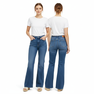 กางเกงยีนส์ขากว้างสำหรับผู้หญิง กางเกงยีนส์ทรงบาน กางเกงลำลองทรงเข้ารูปสำหรับผู้หญิง กางเกงยีนส์สำหรับผู้หญิง ฤดูหนาว - Product Image 1