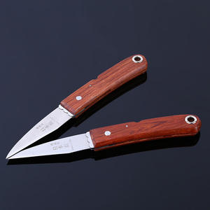Premium Folding Grafting Knife 80mm Straight Edge High <b>Carbon</b> Steel Blade For Potted Plant Pruning Brown Handle - Product Image 3