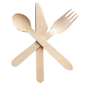 Ensemble de couverts jetables biodégradables en bois Greenwood de 16 cm avec cuillère, fourchette et couteau - Style simple pour les fêtes - ZF Global Export - Product Image 1