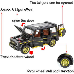 In lega da <span class=keywords><strong>collezione</strong></span> nero G63 modellino <span class=keywords><strong>di</strong></span> auto 1/24 veicolo giocattolo Pull Back modello <span class=keywords><strong>di</strong></span> auto pressofusa con luci e suoni - Product Image 4