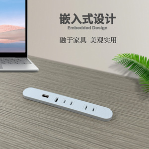Tabletop <b>Socket</b> Power Strip 2 Ac Outlets 1 <b>Usb</b> A 1 <b>Usb</b> C Port Desktop Use Standard Grounding Abs Material - Product Image 2