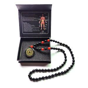 Pendentif Énergétique <span class=keywords><strong>Quantique</strong></span> ECAMAZ, Collier en Obsidienne Noire Perlé, Pendentif de Guérison Énergétique aux Ions Négatifs pour Hommes et Femmes - Product Image 3