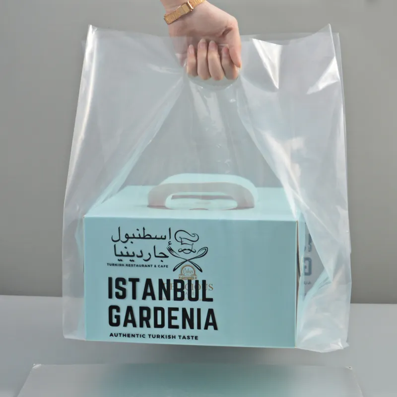 Túi Mua Sắm Bằng Nhựa Bán Buôn Với Logo Die Cut Xử Lý Bánh Carrier Túi Nhựa Hàng Hóa Tùy Chỉnh Ldpe Túi Bán Lẻ