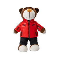 Casque de moto en peluche en forme d'ours, jouet, cadeau d'anniversaire, non toxique, 28 cm de haut