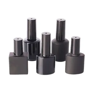 High Quality Empty 5ML 7ML 9ML 10ML 11ML 13ML 14ML 17ML Matte Frosted Black Glass Uv Gel Nail Polish Bottle 8 ml With Brush/