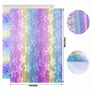 Échantillon gratuit 14 feuilles/paquet Format A4 Paillettes imprimées arc-en-ciel pour la fabrication de coiffures de cheerleading, nœuds pour compétitions - Product Image 3