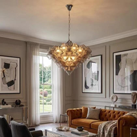 Luminaire suspendu en verre bulle gris fumé multicouche en fer chromé de style italien pour la maison, le salon, la salle à manger