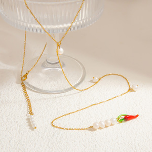 Collier chaîne dos nu avec perles d'eau douce et placage or pour femme, bijoux style resort pour le quotidien - Product Image 4