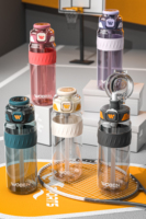 Bouteille d'eau réutilisable personnalisée de 25 oz en plastique sans BPA, écologique, étanche et anti-fuite avec paille pour enfants et bébés, idéale pour l'extérieur
